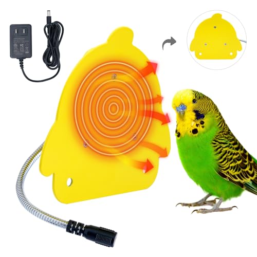 Bird Heater for Cage Parakeets Snuggle Up Heated Pad Bird Warmer for Parrot Parakeets Conure, Warm Bird Perch Stand Birds Cage Accessories and Supplies (Yellow)