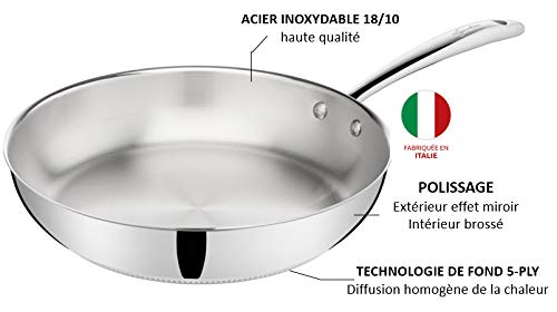 Lagostina Accademia Lagofusion Poêle Inox 28cm - Fond 5 Couches Induction Gaz Four