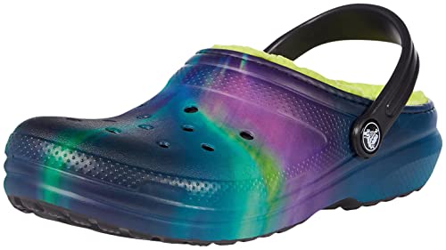 Image of Crocs Unisex Child Kids' Classic Tie Dye Lined | Kids' Slippers Clog, Northern Lights, 6 Big Kid US