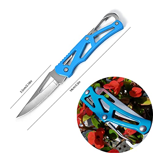 WWZJ 3 Colors Stainless Steel Folding Knife With Key Ring, Outdoor Survival Pocket Knife (6 Pack)
