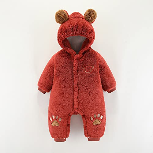 Macaquinho de lã de algodão com capuz para bebês meninas meninos roupas de primavera (vermelho, 18 a