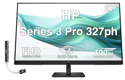 Image of HP Series 3 Pro 327ph 27 inch FHD IPS Monitor with 5ms Response Time, Anti-Glare, Flicker Free, VESA Mount (100mm), Displayport, HDMI & Dockztorm USB Port Expander, Black Color (B0CG8UT#ABA)