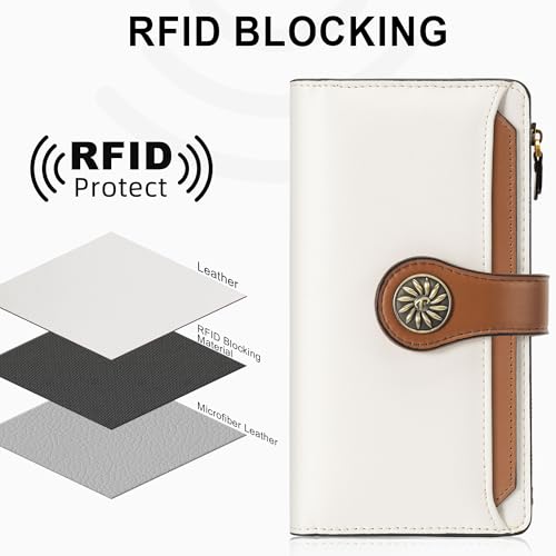 Travelambo Wallets Women RFID Large Capacity Luxury Waxed Leather Clutch Wallet Multi Card Organizer3