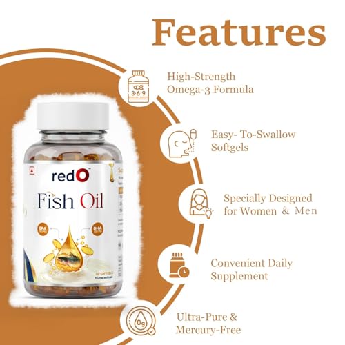Image of redO Fish Oil Omega-3 2000mg EPA DHA Marine Formula 60 Capsules | Deep Sea Marine Fish Oil, Micro-filtered for Quality and Purity