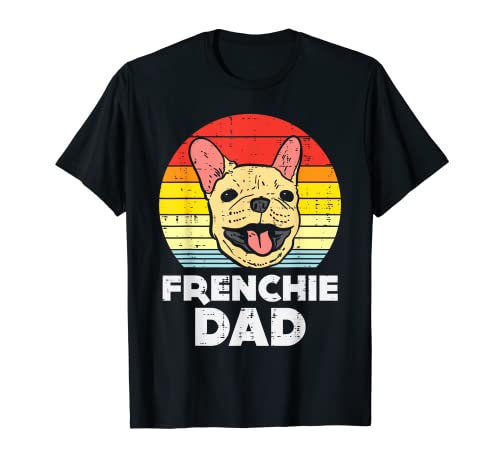 Mens Frenchie Dad Sunset Retro French Bulldog Dog Owner Men Gift T-Shirt