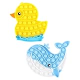 Nicear Juguete de burbujas con forma de pato amarillo que se puede apretar con forma de delfín