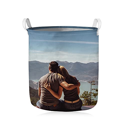 Cesta de lavandería Personalizada Foto Personalizada Cesto de Ropa Cestas de lavandería Plegables con Asas Cesta de Almacenamiento de Ropa para baño Gran Capacidad Cover
