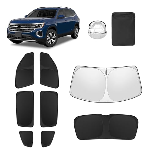 8pcs Car Window Shades for Volkswagen VW Atlas 2018-2025 Accessories,Windshield Side Rear Full Sunshade,Sun Visor UV Blocking, Privacy Protection and Blackout for Camping Outdoor