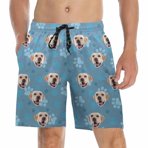 Custom Men's Swim Trunks with Faces Personalized Beach Shorts for Men Customized Swim Shorts W/Photo Summertime Gifts