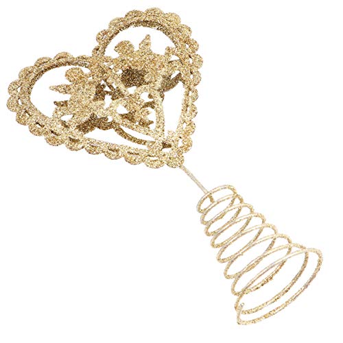 Topo de árvore de Natal BESTOYARD com glitter, coração, árvore de anjo para decoração de Natal, Dia