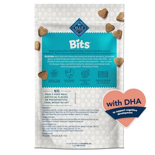 Blue Buffalo Blue Bits Natural Soft-Moist Training Dog Treats, Turkey Recipe 113g Bag, (Pack of 1) image 7