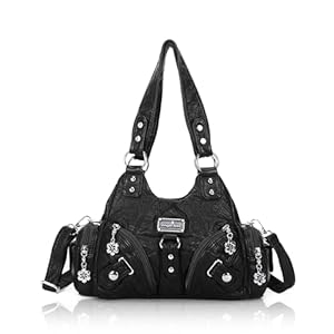 Angel Kiss Purses for Women Small Hobo Shoulder Bags Vagen Leather Multi-Pocket Tote Bag with Zipper