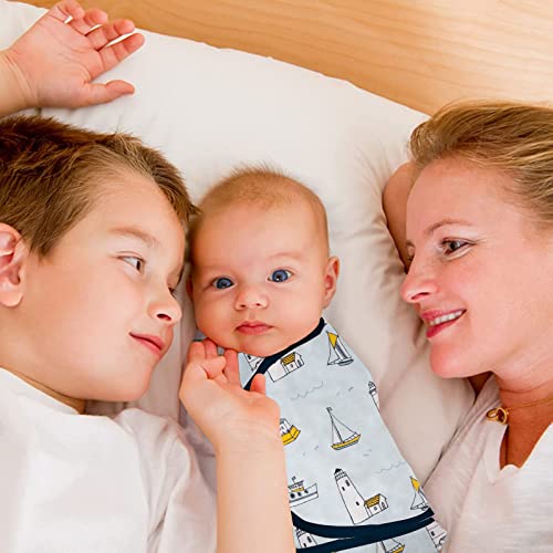 Image of insular Baby Swaddle Wrap, Swaddle Blanket for Newborn and Infant, Adjustable Swaddling Set for Boy and Girl, Soft Cotton Baby Sleep Sack 3 Pack, Ocean, Medium(3-6 Month)