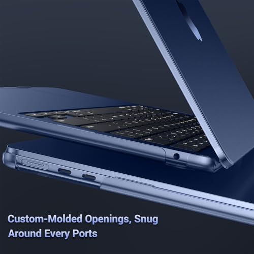 Image of MOSISO Compatible with MacBook Air 13 inch Case M5 2026 M4 M3 M2 2025-2022 A3449 A3240 A3113 A2681, 4 in 1 Kit Matte Hard Shell for MacBook Air 13.6 Case, Anti-Fingerprints&Ultra-Thin, Midnight Clear