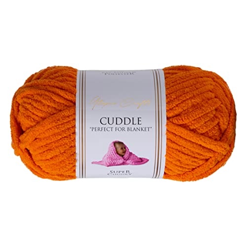 Utopia Crafts Ovillo Lana de Chenilla Gruesa Para Crochet y Tejer a Mano Pumpkin Orange, 100 g/60 m, Esponjosa, Suave, Ideal Principiantes. Lavable a Máquina, Alternativa a Lana Animal