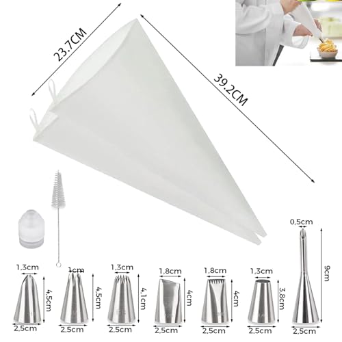 USHYIMJT Reusable Piping Bags and Tips Set - 16inch Pastry Bags for Cake Decorating, Cupcakes, Cookies | Durable Cotton Exterior, Easy to Clean, Eco-Friendly Baking Kit for Home Bakers & Chefs