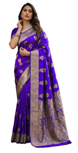 Image of C J Enterprise Women's Pure Soft Silk Saree With Blouse Piece For Wedding (KeriLichi)