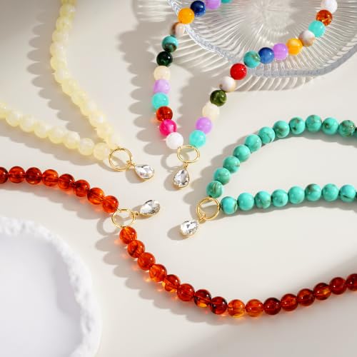 Turandoss White Beaded Necklace for Women, CZ Pendant Choker - image 7