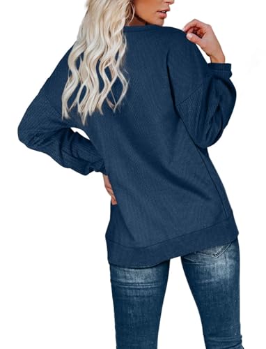 Image of OFEEFAN Womens Casual Sweatshirts Henley Button Up Long Sleeve Tunic Tops