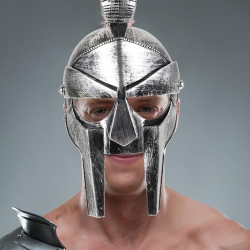 Casque Romain Antique Argenté à Design Polyvalent et Taille Réglable