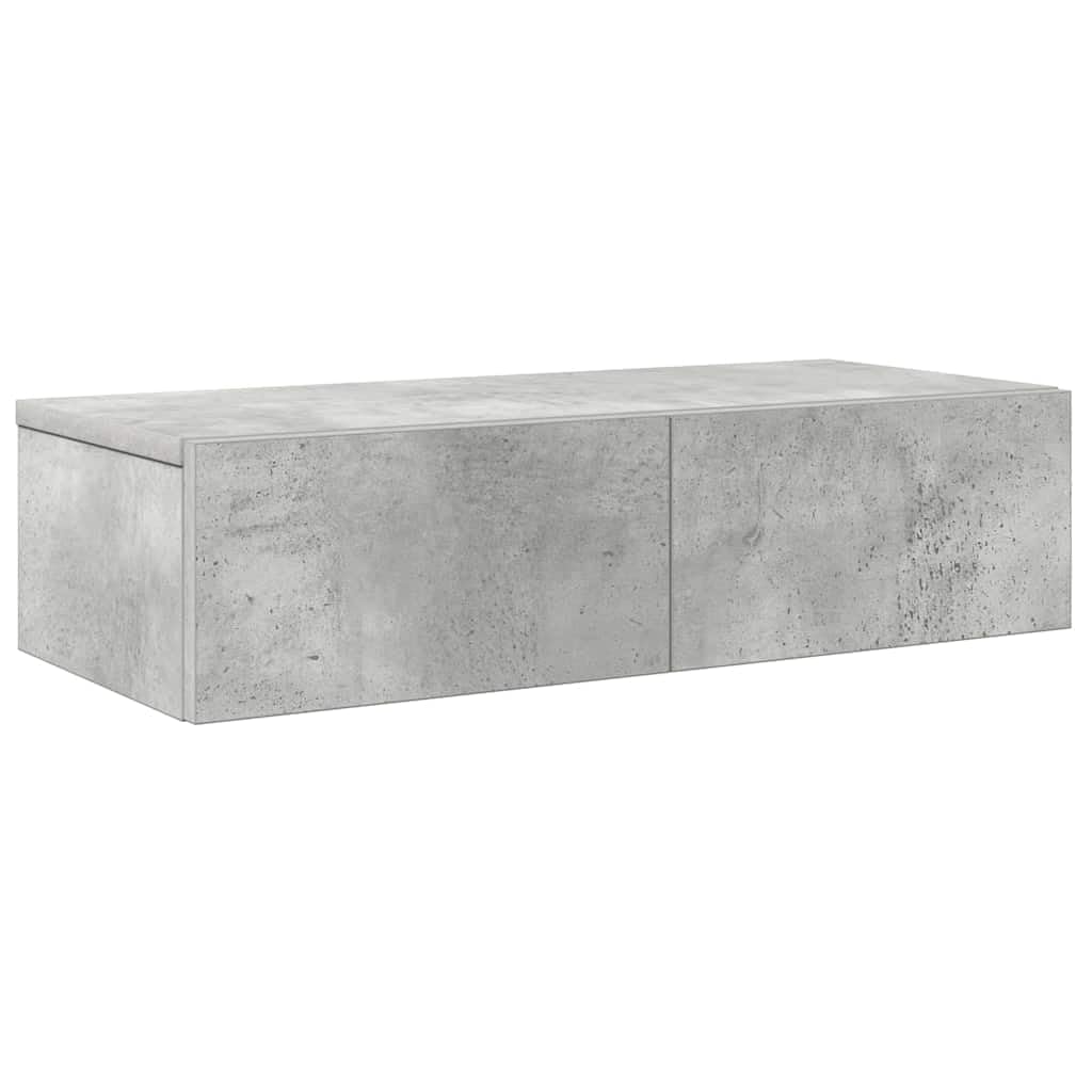 Estantería de pared con cajones, color gris hormigón, 60 x 26,5 x 15 cm, material de madera, diseño moderno y resistente, estantería flotante para baño, salón, dormitorio, cocina