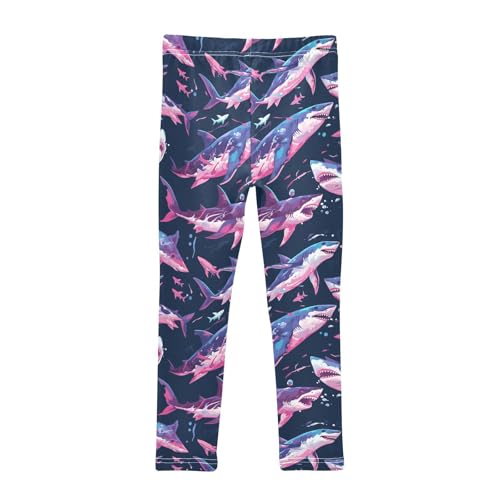 Shark Ocean Navy Blue Kids Girl's Legging Comfortable Full Length Workout Pants Sports2