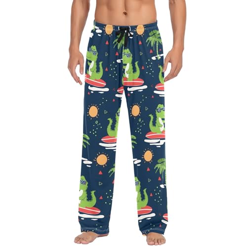 Green Crocodile Surfing Tropical Men's Pajama Pants Lightweight Sleepwear Bottom Lounge Pants2