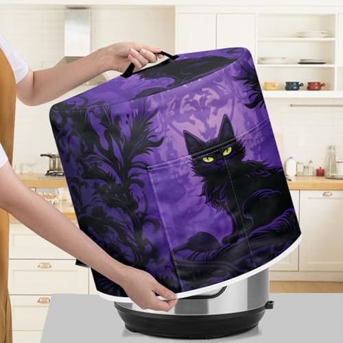 Image of Black Cat Pressure Cooker Cover for 6 qt Instant Pot, Kitchen Appliance Dust Cover with Pockets for Rice Cooker Air Fryer Slow Cooker Decor