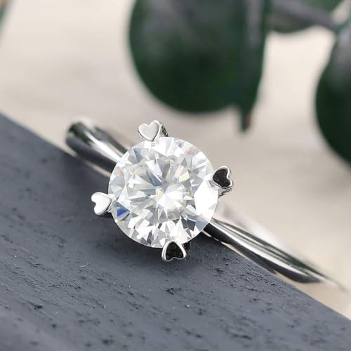 DovEggs Moissanite Engagement Rings 1ct 6.5mm G-H-I Color Round Cut Moissanite Wedding Rings Sterling Silver Anniversary Promise Rings for Her4