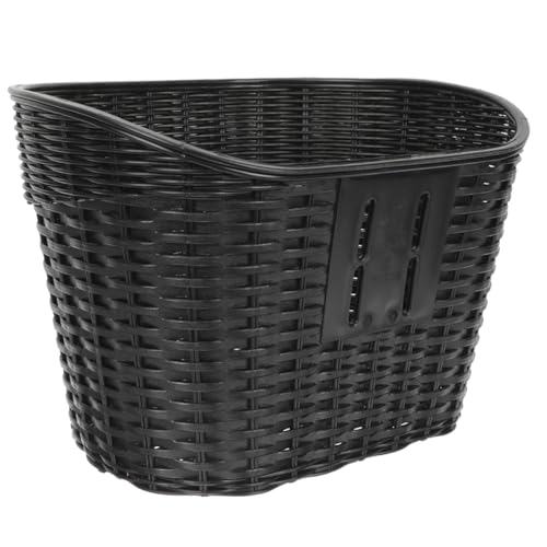 Panier de vélo tressé noir idéal pour le transport de légumes au marché
