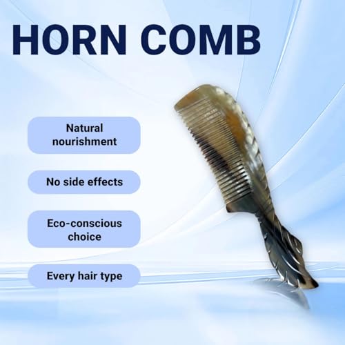 Image of SOFIYA CRAFT Ox Horn Comb Handmade Anti Static Natural Fine Horn Comb With smooth Handle- Massage Fine tooth Comb A Great Gift