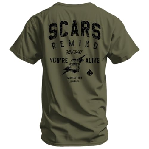Combat Iron Men's Graphic T-Shirt | Scars Remind You That You're Alive | Cotton-Poly Blend