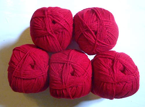 5 x 100g Woolcraft Dk Double Knitting Wool, Yarn (5 x 100g Cardinal 132), Medium-Heavy