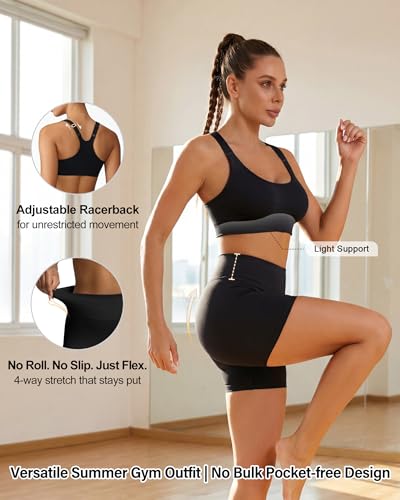 leviace Workout Sets for Women Pilates Outfits 4 Piece Gym Clothes Ribbed - image 4