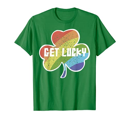 St Patricks Day Rainbow Lucky Shamrock Trébol Verde Vintage Camiseta