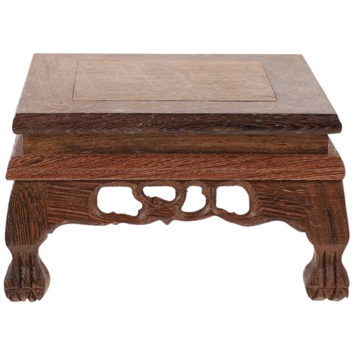 Abaodam Pedestal de Exhibición de Madera Tallada de Pollo Alas, Base Cuadrada Mediana Soporte para Jarrones y Estatuas, Soporte Decorativo para Plantas y Antigüedades, Estilo Aleatorio