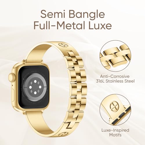 Image of Missair Compatible with Apple Watch Band 38mm 40mm 41mm 42mm 44mm 45mm 46mm 49mm, Stainless Steel Metal Strap Women Dressy Bracelet Wristband for iWatch Series 11 10 9 8 7 6 5 4 3 2 1 SE Ultra