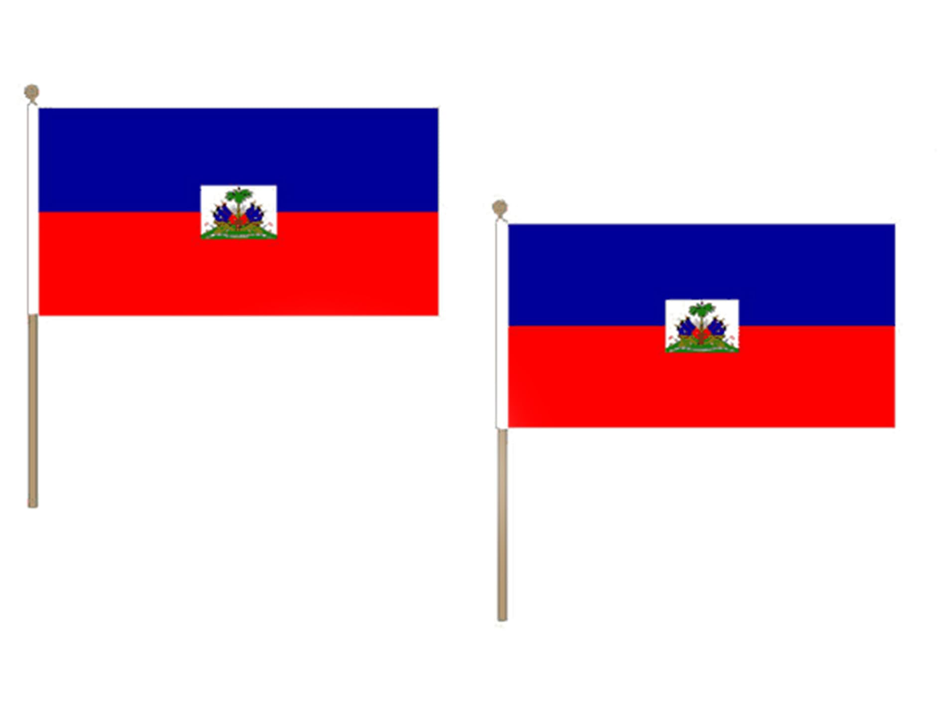 HAITI FLAG 12'' x 18'' wood stick - HAITIAN FLAGS 30 x 45 cm - BANNER 2x3 in with pole - AZ FLAG