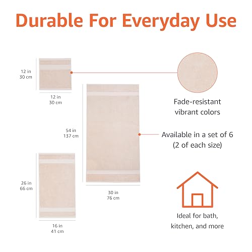 Amazon Basics 6 Piece Fade resistant towel set for bathroom, 100% Organic Cotton soft and absorbent, 2 Bath + 2 Hand + 2 Face Cloths, Blush Pink - Cosy Home Interiors Amazon Basics 6 Piece Fade resistant towel set for bathroom, 100% Organic Cotton soft and absorbent, 2 Bath + 2 Hand + 2 Face Cloths, Blush Pink - Image 3