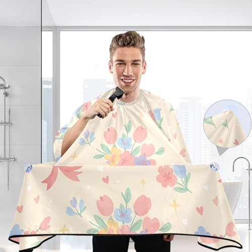 Capa para Corte de Cabello Profesional MAOBLYR Floral Impermeable con Cierre Ajustable de Broche para Salón de Barbero miniatura 6