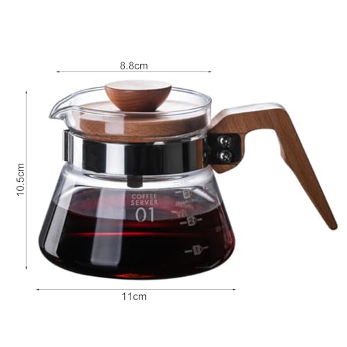 Jarra de café de 400 ml tipo taza de medición con cuello de madera natural 7
