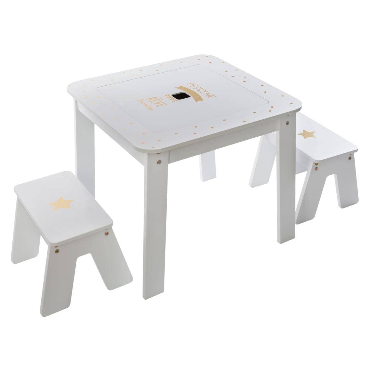 Table de jeux et 2 tabourets pour enfant Atmosphera en bois pour chambre