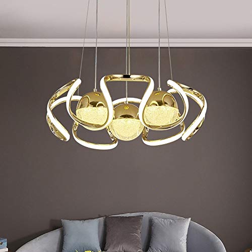 Chandelier LED 3 branches dimmable en spirale de fer forgé pour salon moderne