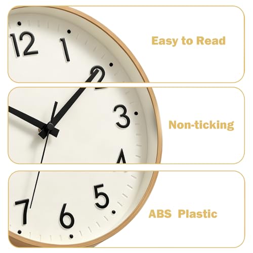 Image of Mosewa Wall Clock 8 Inch, Battery Operated Silent Non-Ticking Modern Analog Clock Decorative for Kitchen, Bedroom, Office(Beige)