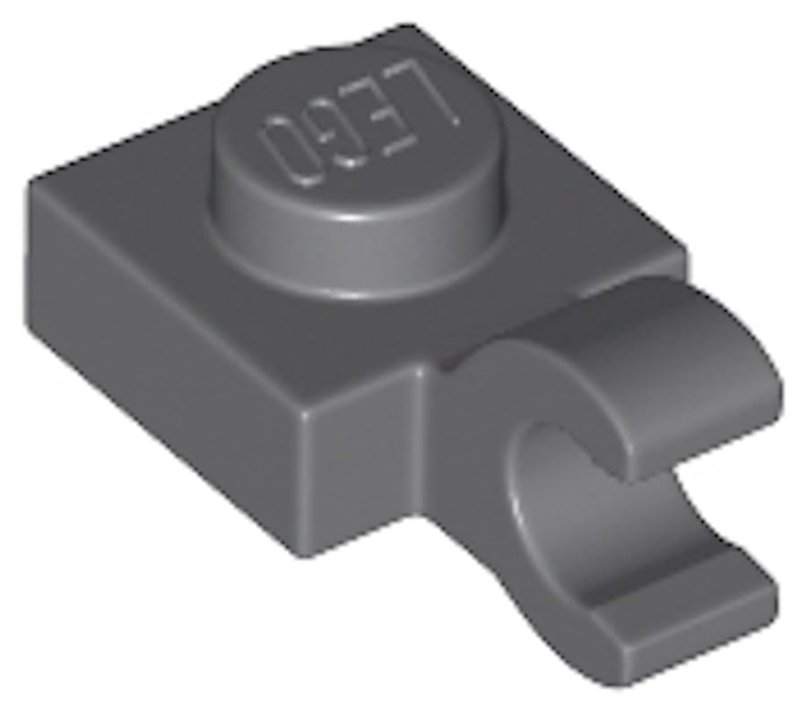 LEGO Plate, Modified 1 x 1 with Open O Clip (Horizontal Grip), Part 61252 (Dark Bluish Gray, 10, Bricks) โ image 1
