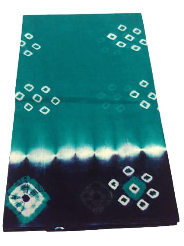 Green Blue Amri Fashion Women's Bhathini Cotton Saree (Sari) With Blouse Piece | 6.3 Mts