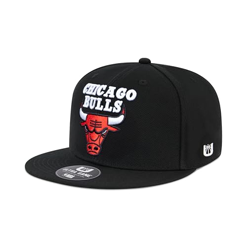 Ultra Game Mens NBA Official Twill Snap Back Ultimate Baseball Cap Hat Chicago Bulls Black One Size