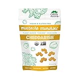 Mustache Munchies Organic Baked CHEDDARISH Crackers | Vegan, Gluten Free, Plant-Based Cheese Snack | 4 ounce, 3 count