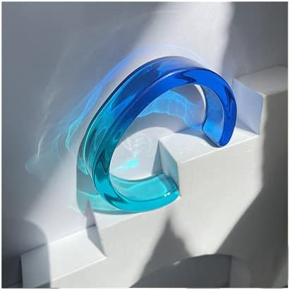 Miniatura 2 de Pulsera abierta de resina acrílica ligera y colorida, transparente, gruesa, gruesa, delgada, cara ancha, resina acrílica para mujeres y niñas,