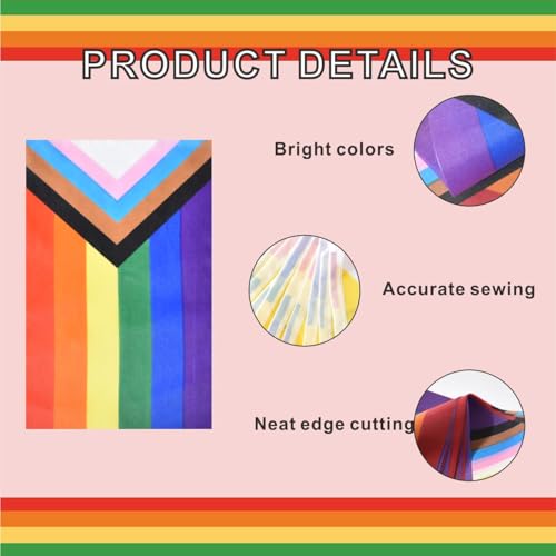 Image of 2 Pack Progress Pride Flag Banner String Rainbow Gay LGBTQ Bunting Garland Decorations 5x8inch